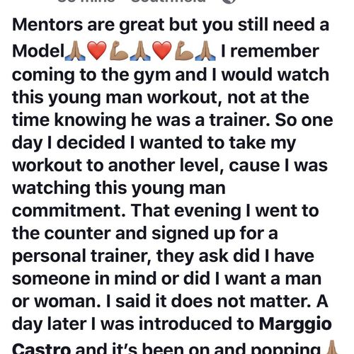 Client testimonial from a personal training client
