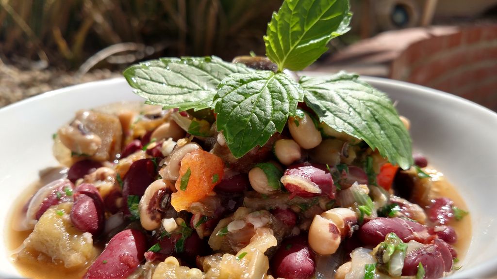 Eggplant & beans tajine