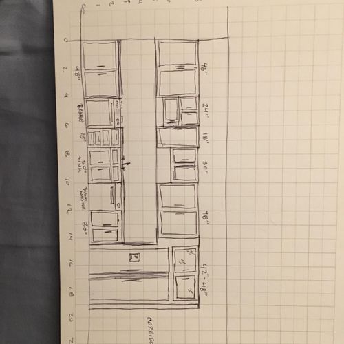 Kitchen elevation sketch for small kitchen remodel