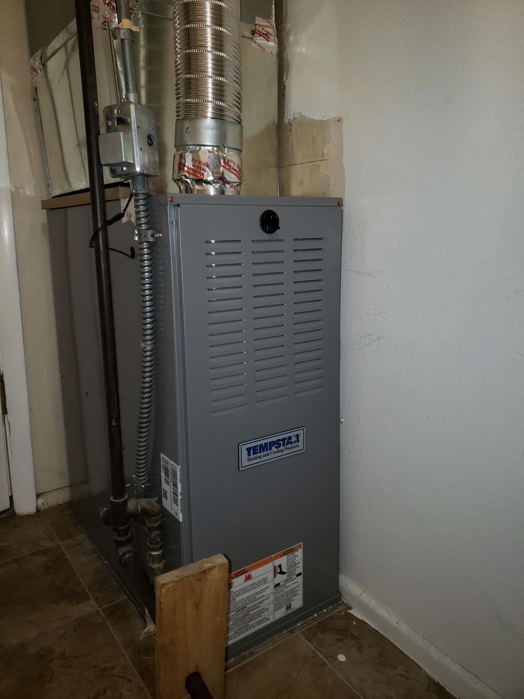 New 80% efficient furnace installation. 