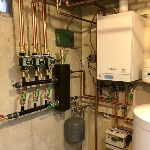 High efficiency wall mounted boiler install.
