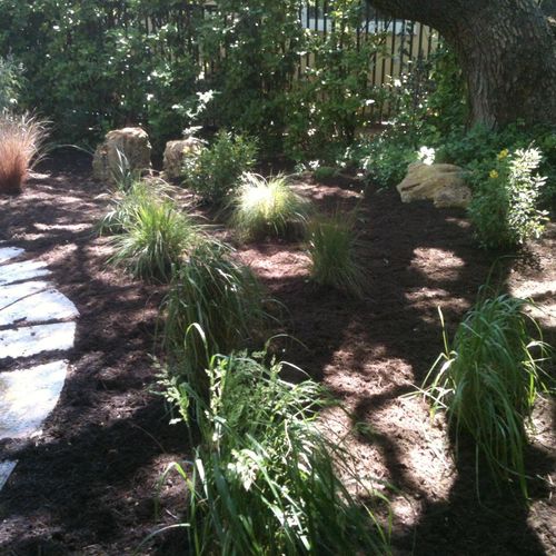 Typical shade planting with new walkway