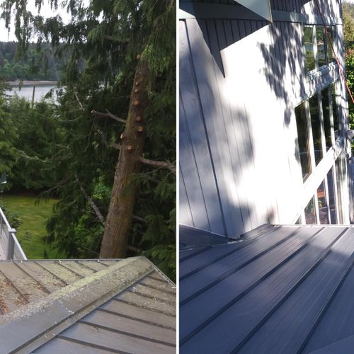 Before After Metal Roof Cleaning 