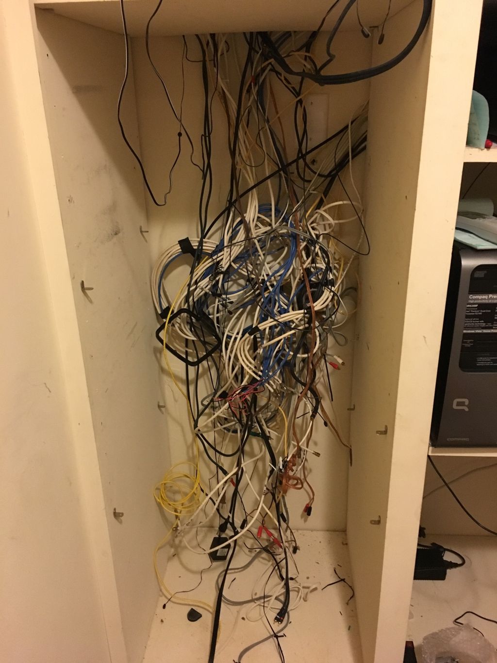 This is a picture of the mess of wires one client 