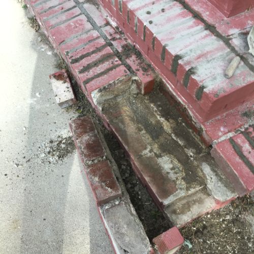 Reprinting and repair of loose brick step