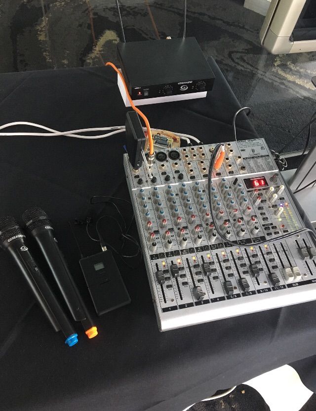 Mixer shown with 2 wireless handhelds & 1 wireless