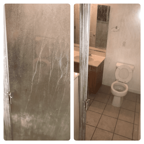 Before and after glass shower door 