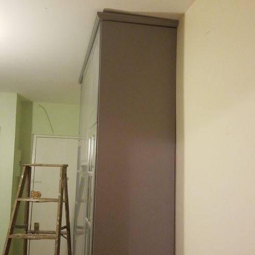 ikea pantry with crown molding in brooklyn