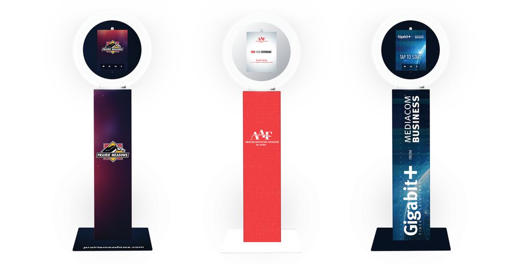 Our Selfie Stands can be wrapped to match your eve