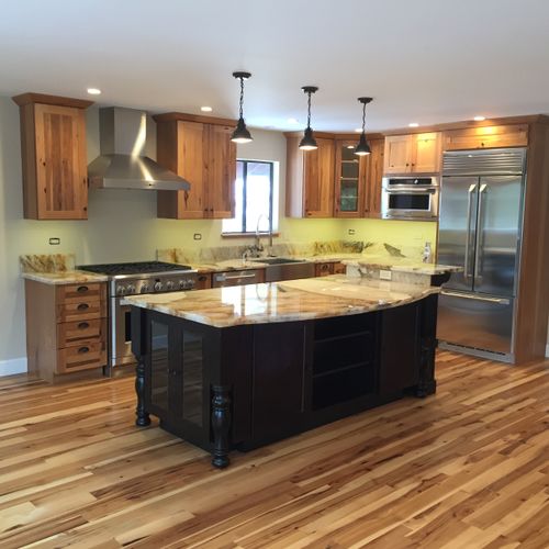 Complete kitchen remodel and hickory hardwood floo