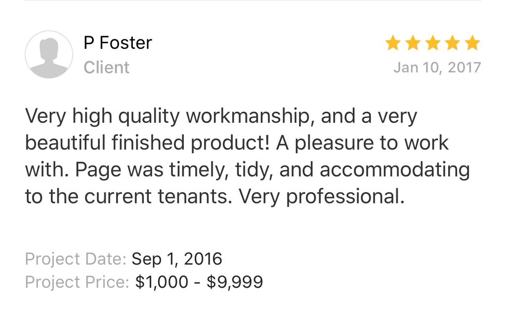 Review from my houzz.com site.