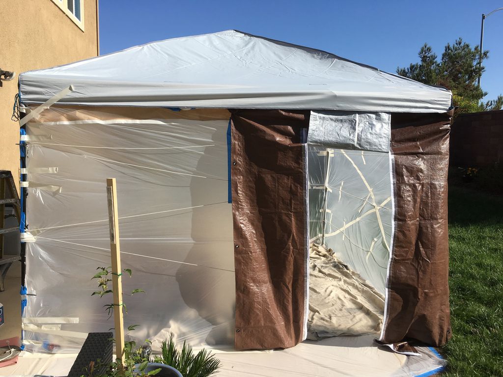The spraybooth that we setup in which we do all th