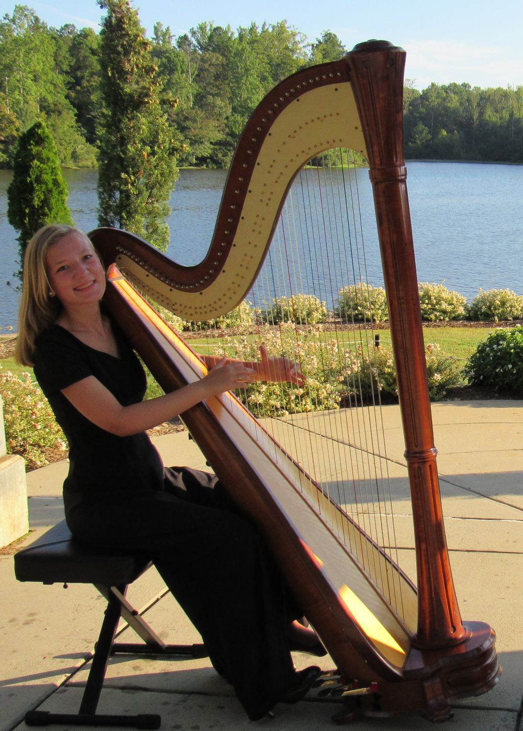 playing at a gorgeous lake-side venue