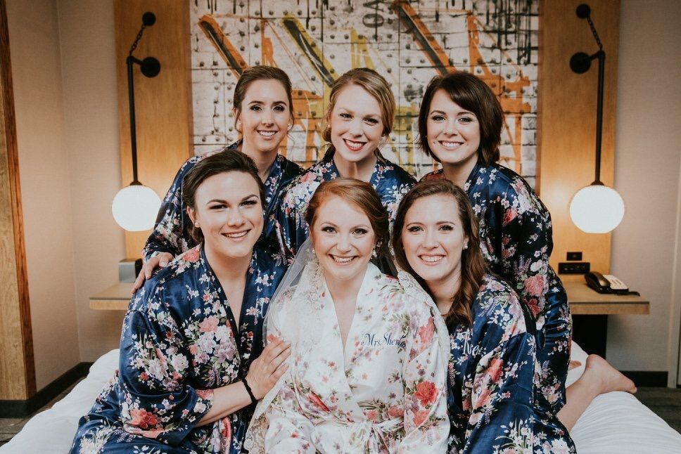 This beautiful bride and her bridesmaids are all m