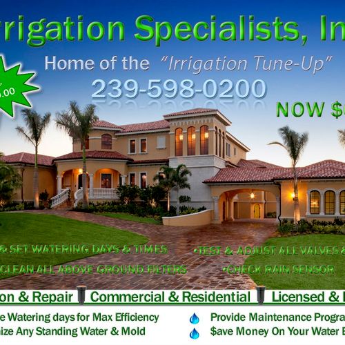 Irrigation Tune-Up total inspection $69.95