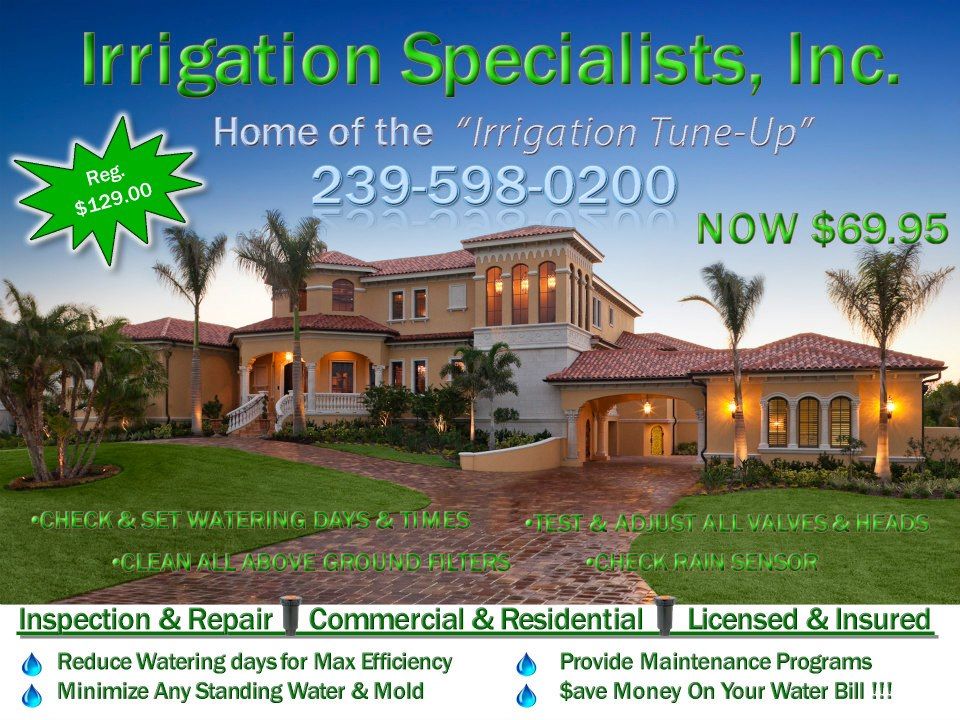 Irrigation Tune-Up total inspection $69.95