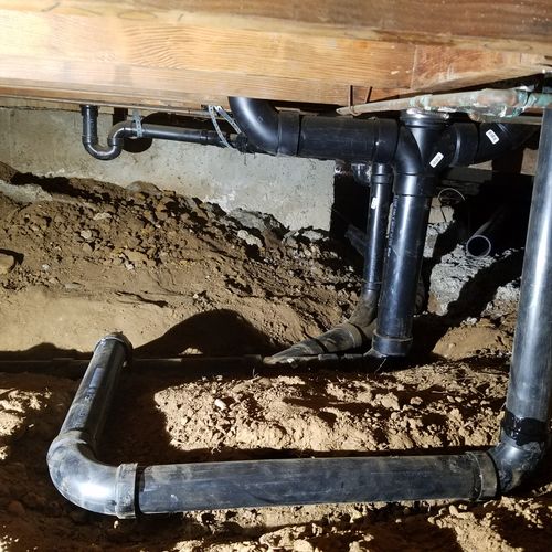 Replaced cast iron with ABS plastic pipe