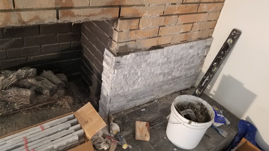 before reface of fireplace