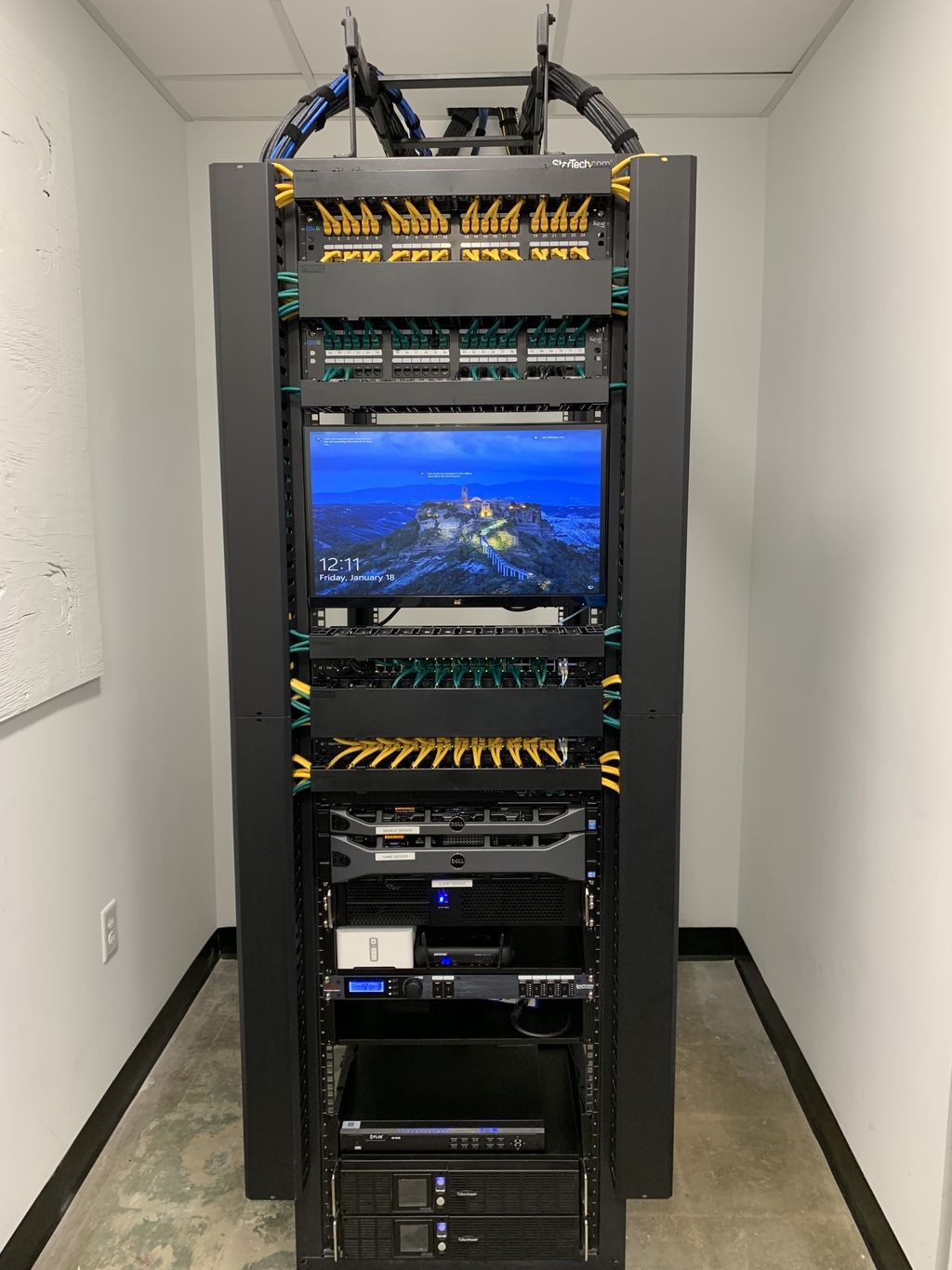 Recent network/phone/AV install for an indoor recr