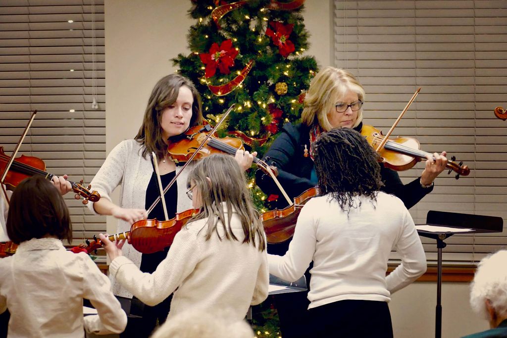 Group Christmas concert at a retirement home.