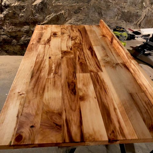 Custom countertop made from reclaimed cedar 