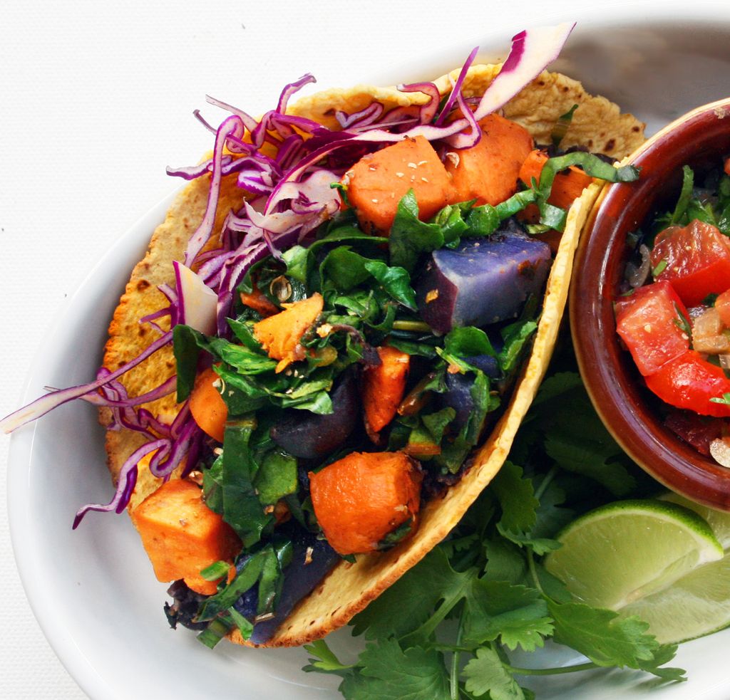 Garnet Yam, Purple Potato & Kale Soft Taco