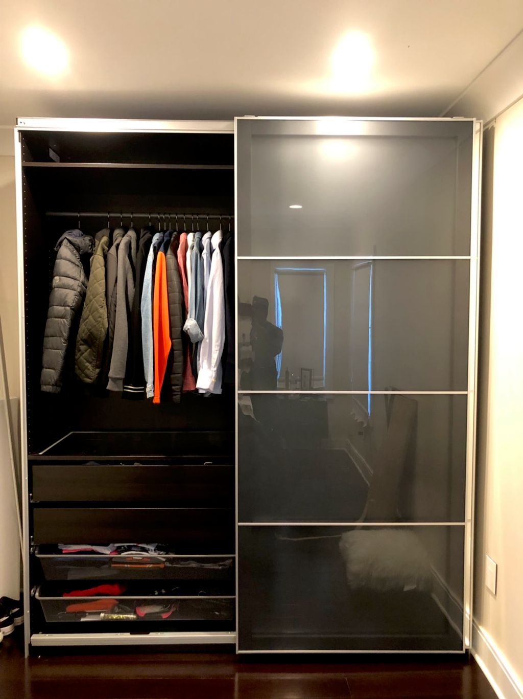 PAX wardrobe with sliding glass doors (IKEA) (2/3)