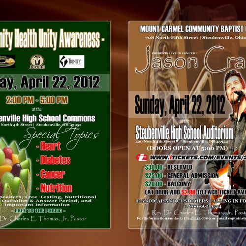 Flyer created for Mount Carmel's Health event.  Th