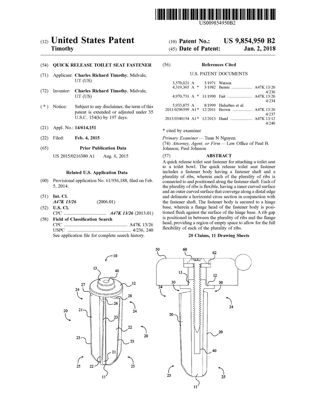 U.S. Patent No. 9,854,950