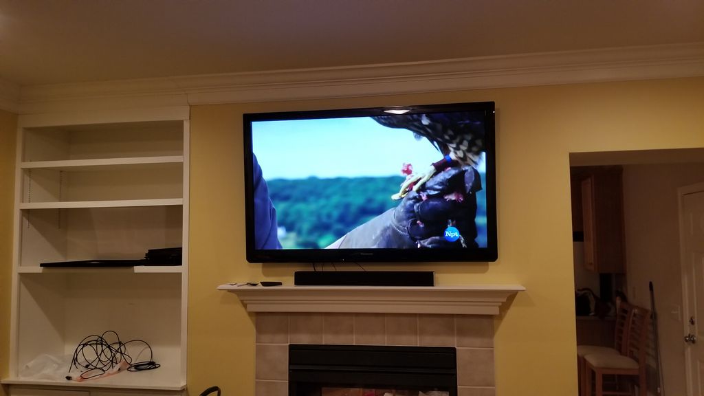 Installed tv with wire concealment