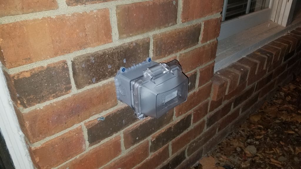 Completed repair of damaged outdoor power outlet
