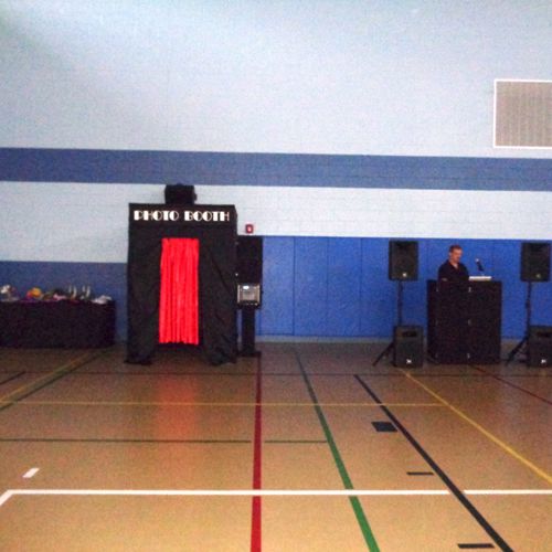 Setup for sweet 16 in a gym.  We supplied the phot