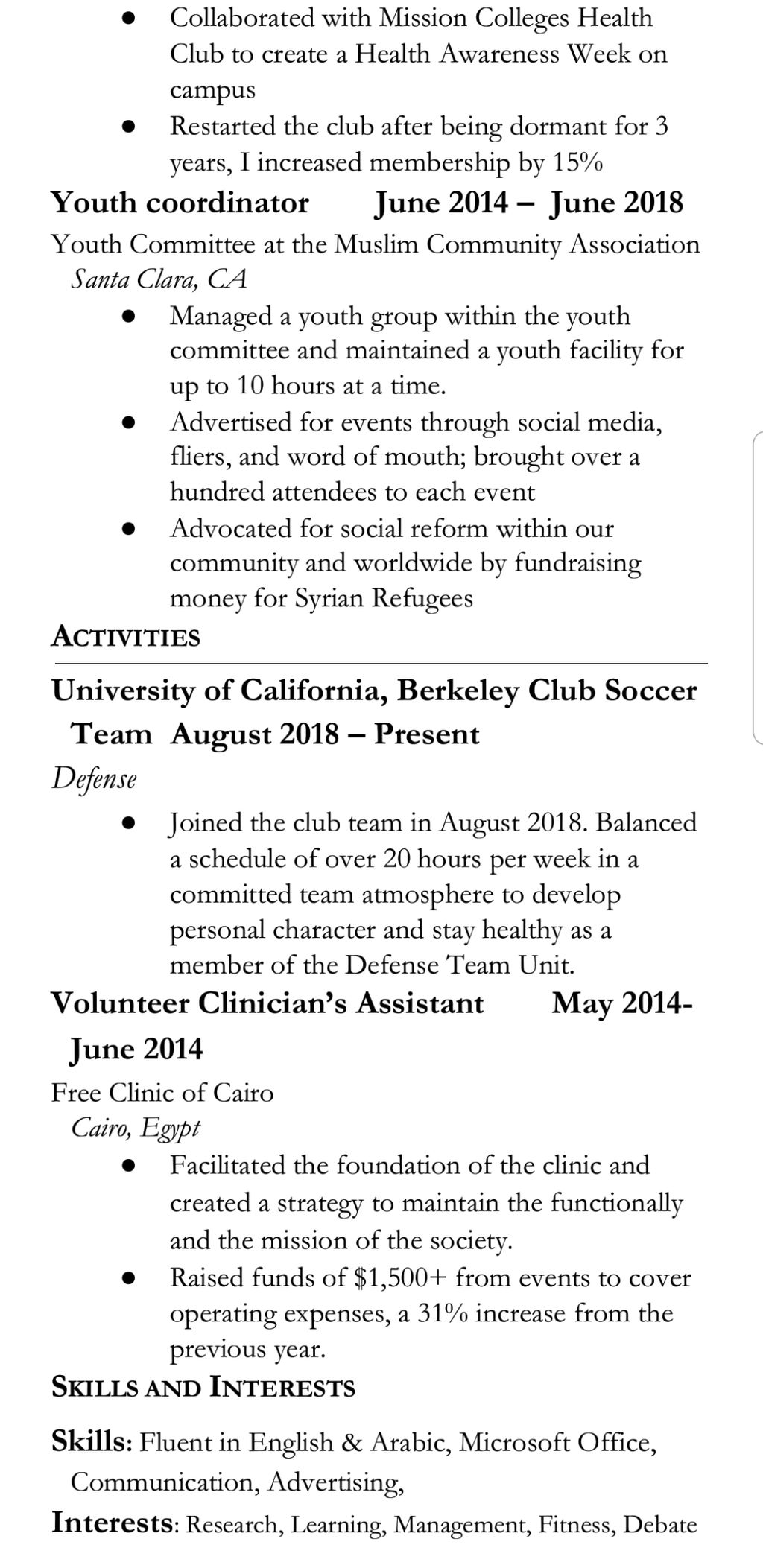 sample resume, removed personal identifiers