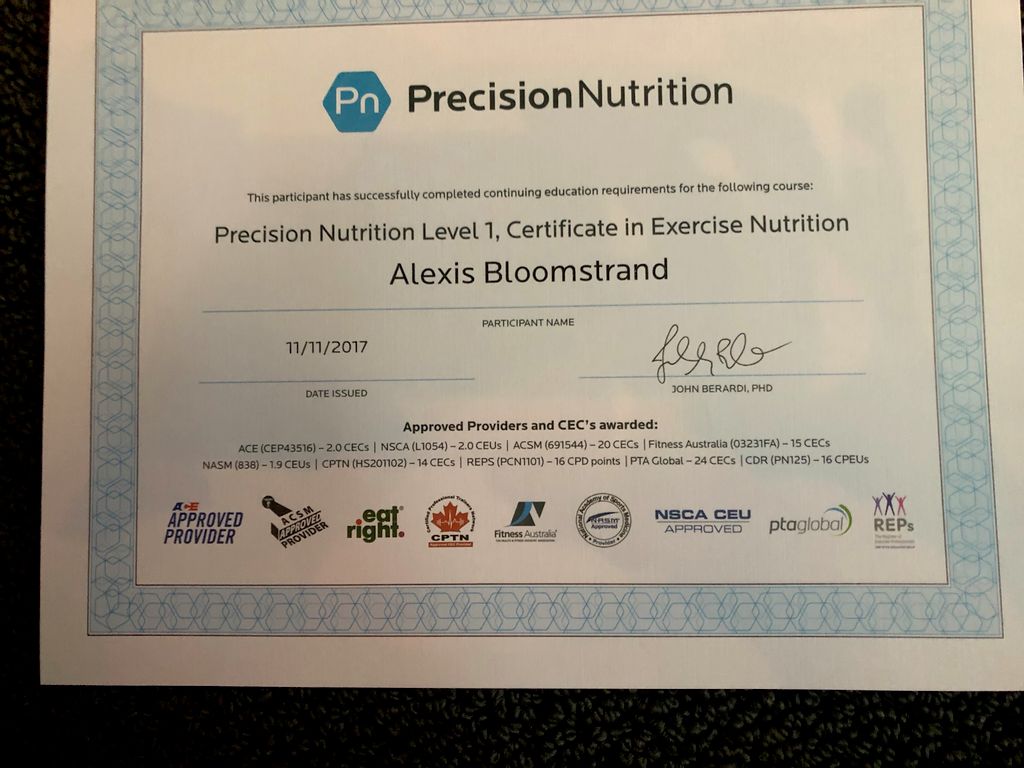 Exercise Nutrition Certification 