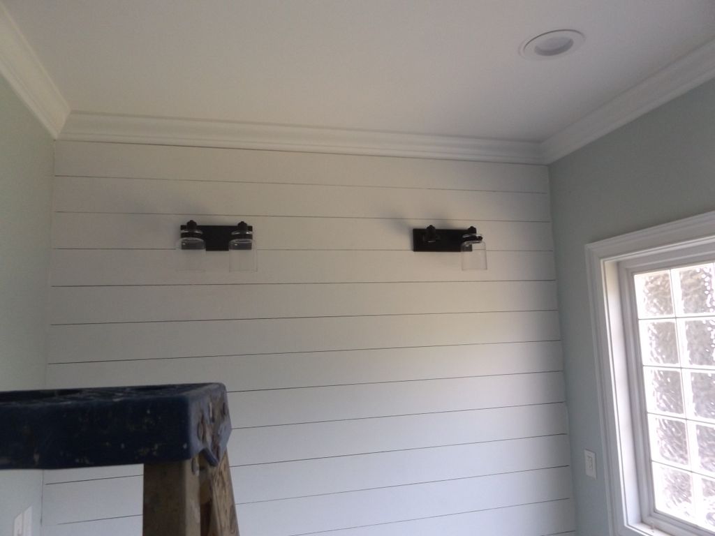 nickle spaced wall  in bath 