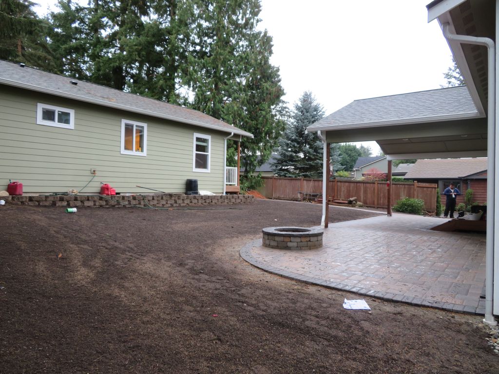 porch & fire pit plus retainingwall