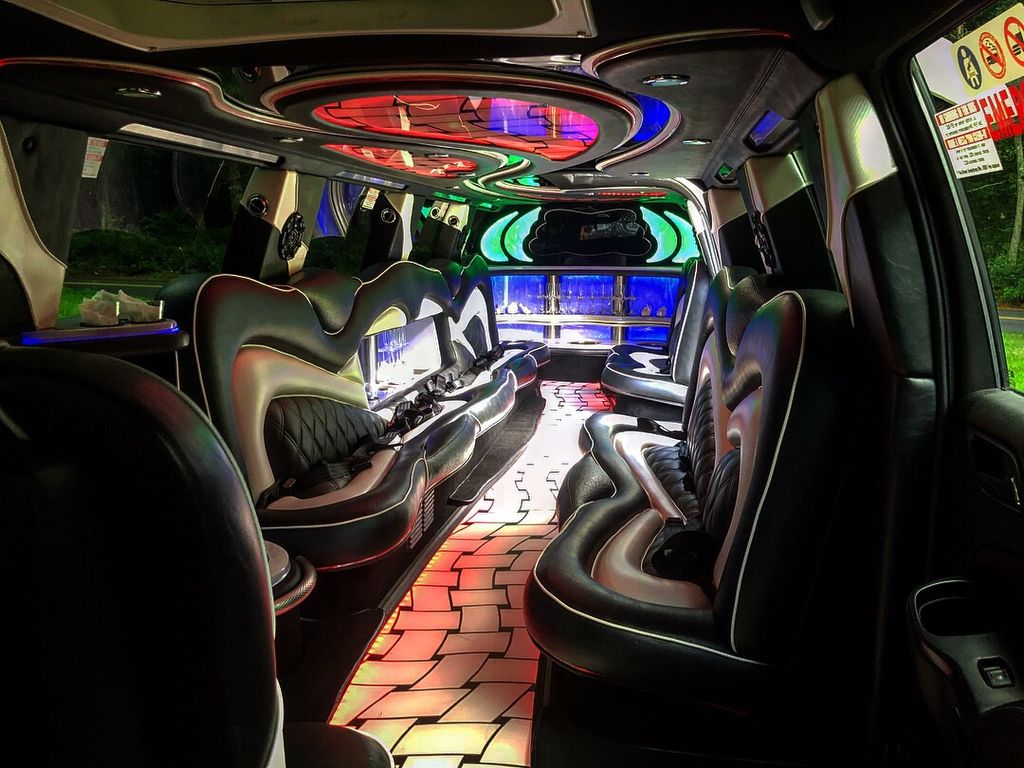 Interior of stretch Escalade