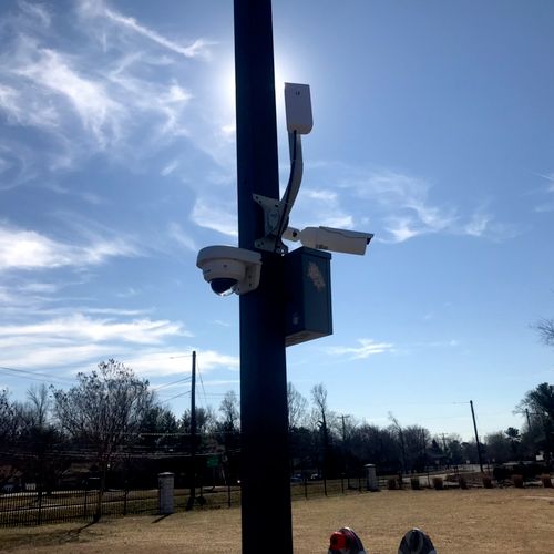 Light Pole Video Surveillance Cameras. Power and W