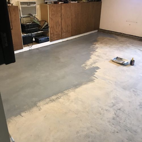 Epoxy floor after a carpet pull and complete clean