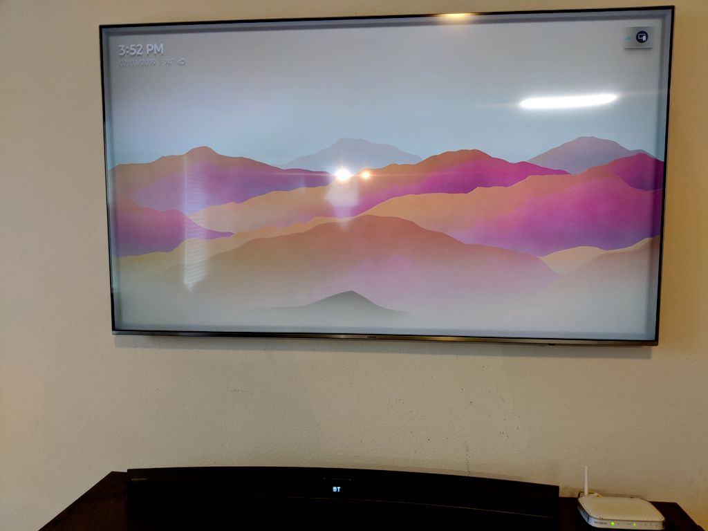 65" TV Mount with Sound Bar connected and Cables C
