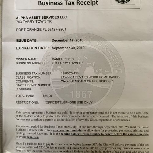 Landscaping Business License 