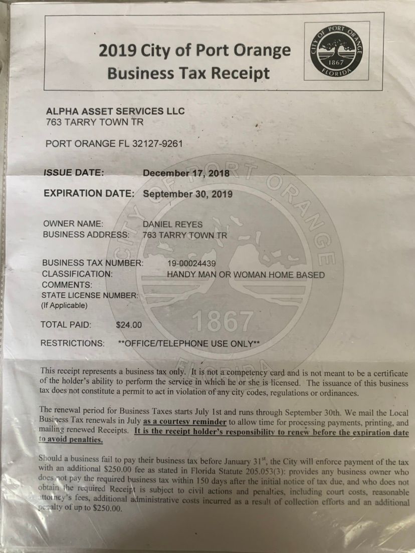 Handyman Business License