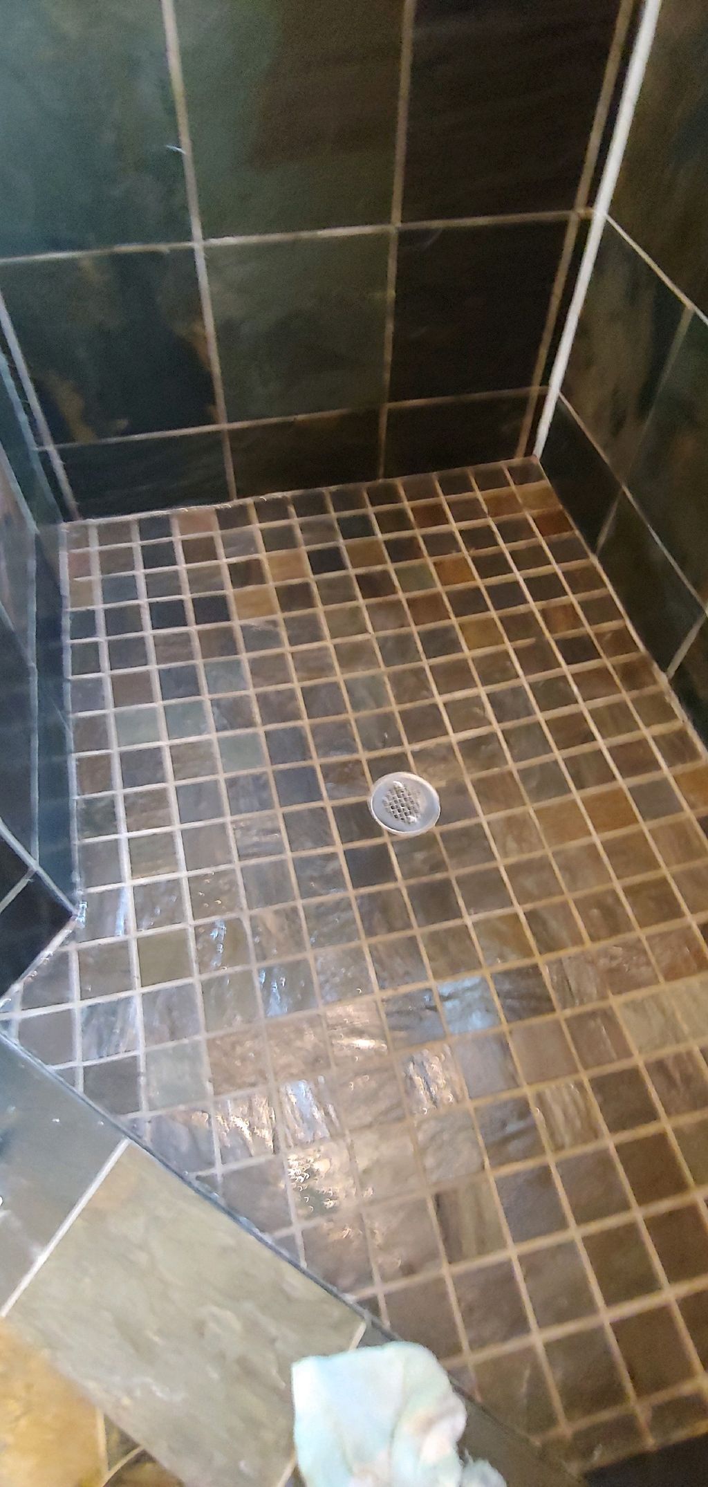 after cleaning slate shower