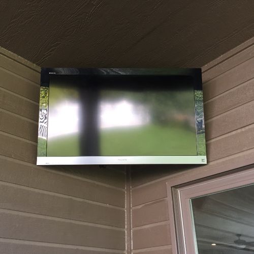 We wanted a TV mounted out doors on our patio. We 