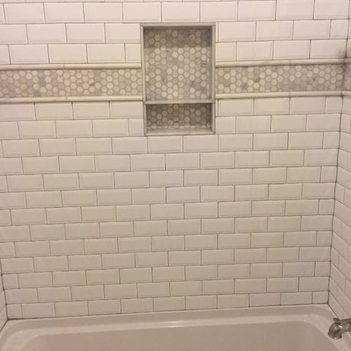 Emerson did an awesome job installing tiles around