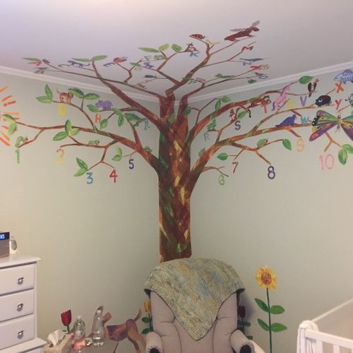 Ed did a beautiful mural for my daughter's nursery
