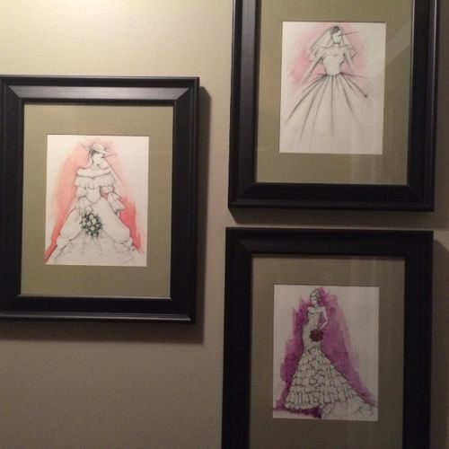 I had three generations of custom bridal sketches 