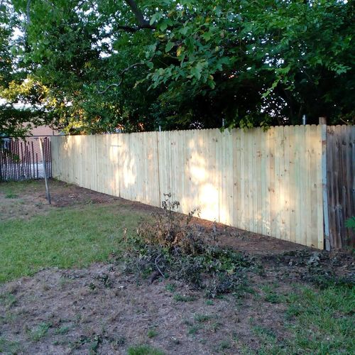 Replaced 50 ft of wood fence. Focused on the job a