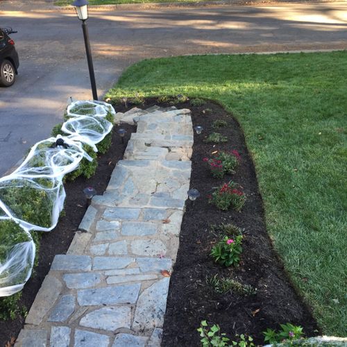 General yard cleaning, mulching, design, and new p