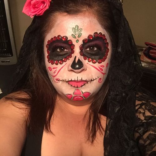 Polly did an amazing job painting Day of the Dead 